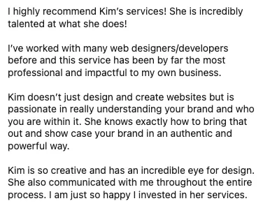 Review praising the understanding of brand and eye for design
