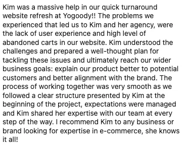Review from Yogoody on fixing user experience and abandoned carts