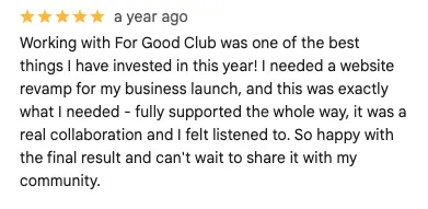 Five star review on a website revamp for a business launch